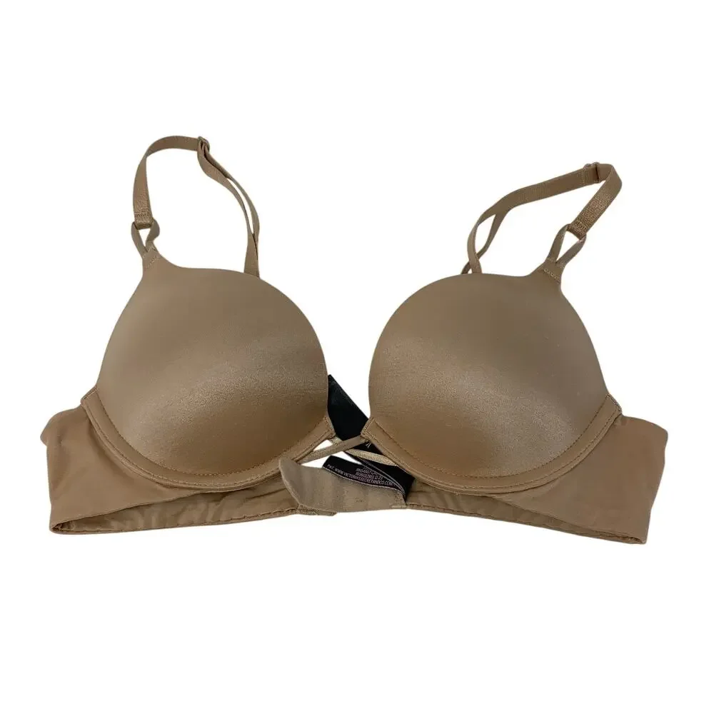 Victoria's Secret Bombshell Plunge Push Up Bra Nude Beige 32AA Padded